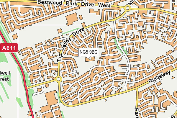 Westglade Primary School map (NG5 9BG) - OS VectorMap District (Ordnance Survey)
