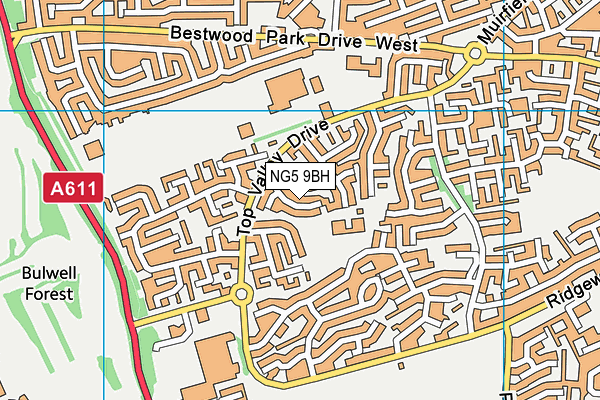 NG5 9BH map - OS VectorMap District (Ordnance Survey)