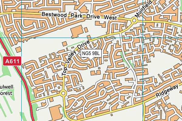 NG5 9BL map - OS VectorMap District (Ordnance Survey)