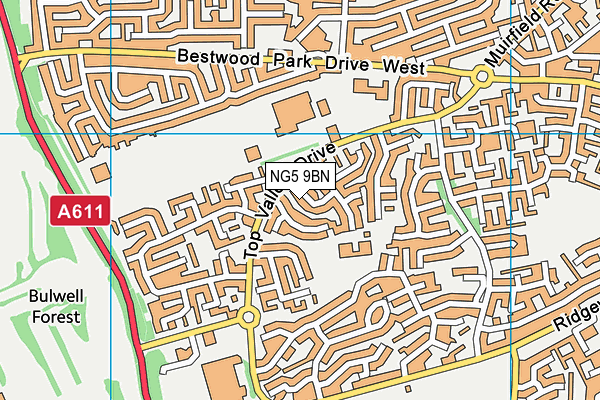 NG5 9BN map - OS VectorMap District (Ordnance Survey)