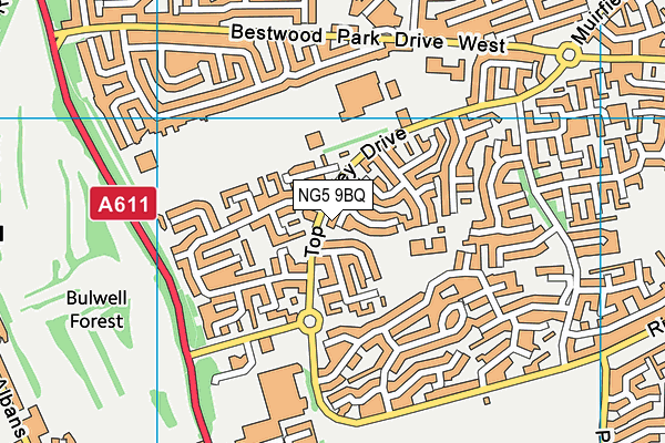 NG5 9BQ map - OS VectorMap District (Ordnance Survey)