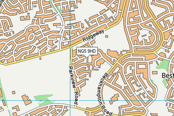 NG5 9HD map - OS VectorMap District (Ordnance Survey)