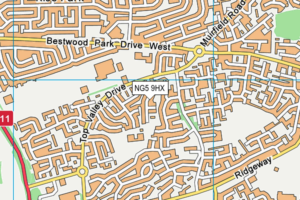 NG5 9HX map - OS VectorMap District (Ordnance Survey)