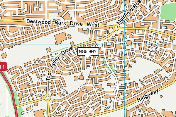 NG5 9HY map - OS VectorMap District (Ordnance Survey)