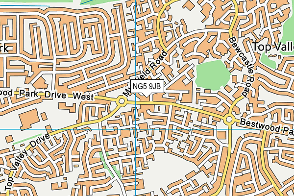 NG5 9JB map - OS VectorMap District (Ordnance Survey)