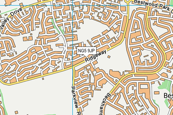 NG5 9JP map - OS VectorMap District (Ordnance Survey)