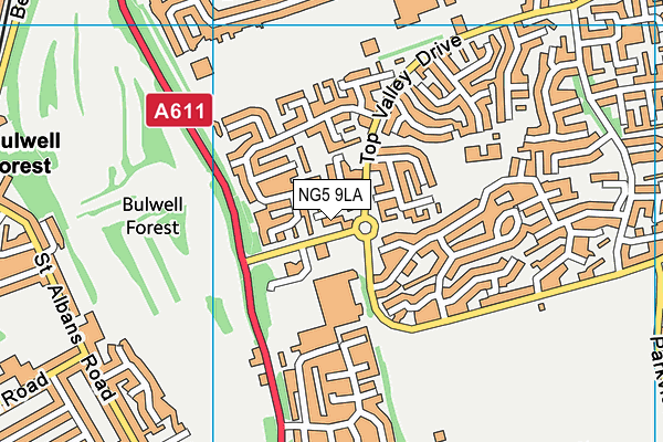 NG5 9LA map - OS VectorMap District (Ordnance Survey)