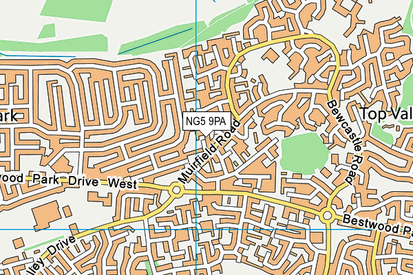 NG5 9PA map - OS VectorMap District (Ordnance Survey)