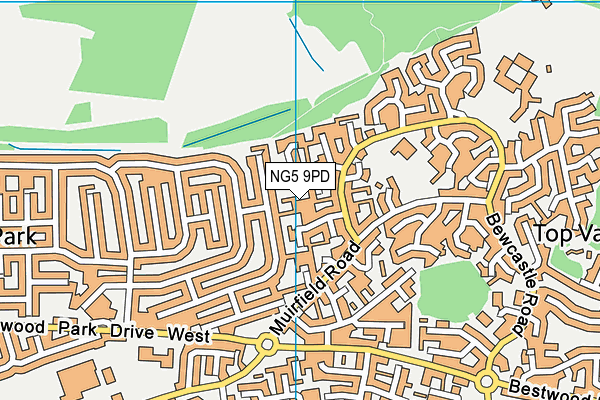 NG5 9PD map - OS VectorMap District (Ordnance Survey)