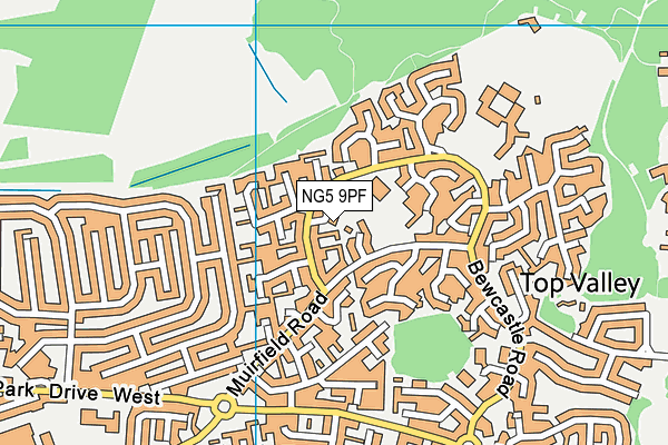 NG5 9PF map - OS VectorMap District (Ordnance Survey)