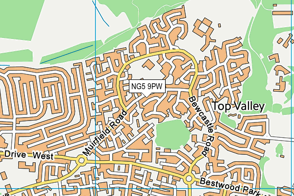 NG5 9PW map - OS VectorMap District (Ordnance Survey)