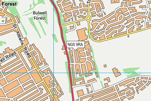 NG5 9RA map - OS VectorMap District (Ordnance Survey)
