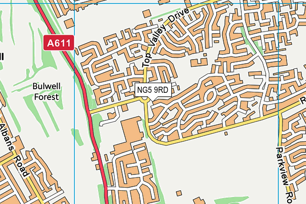 NG5 9RD map - OS VectorMap District (Ordnance Survey)