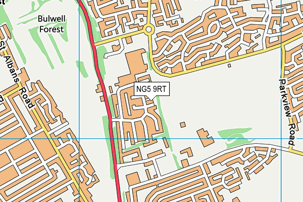 NG5 9RT map - OS VectorMap District (Ordnance Survey)