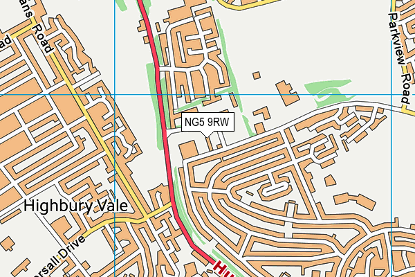 NG5 9RW map - OS VectorMap District (Ordnance Survey)