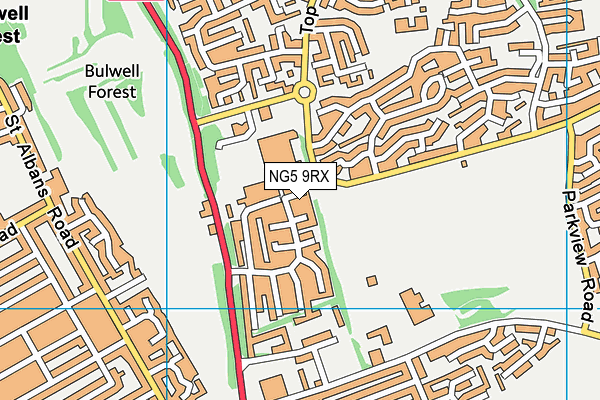 NG5 9RX map - OS VectorMap District (Ordnance Survey)