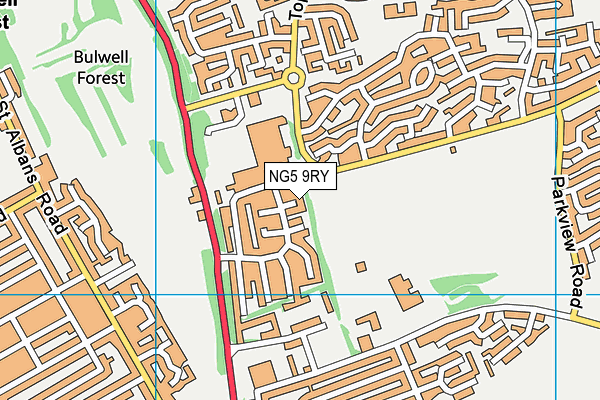 NG5 9RY map - OS VectorMap District (Ordnance Survey)