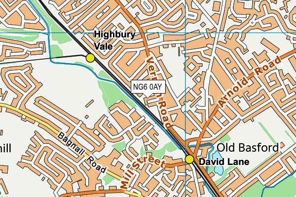 NG6 0AY map - OS VectorMap District (Ordnance Survey)