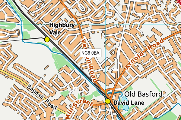 NG6 0BA map - OS VectorMap District (Ordnance Survey)