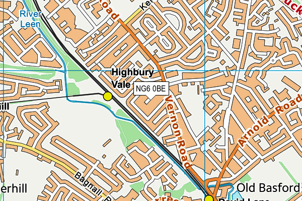 NG6 0BE map - OS VectorMap District (Ordnance Survey)