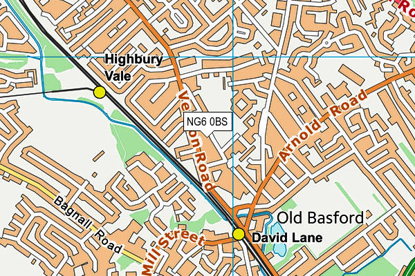 NG6 0BS map - OS VectorMap District (Ordnance Survey)