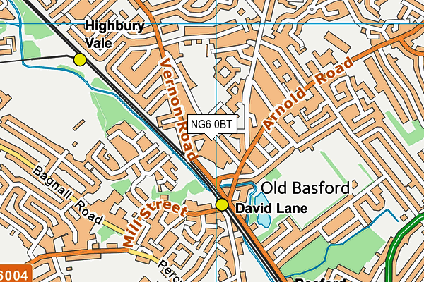 NG6 0BT map - OS VectorMap District (Ordnance Survey)