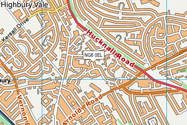 NG6 0EL map - OS VectorMap District (Ordnance Survey)