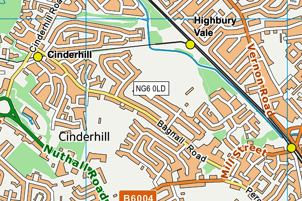 Mill Street Recreation Ground map (NG6 0LD) - OS VectorMap District (Ordnance Survey)