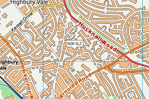 NG6 0LZ map - OS VectorMap District (Ordnance Survey)