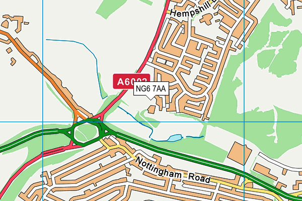 NG6 7AA map - OS VectorMap District (Ordnance Survey)