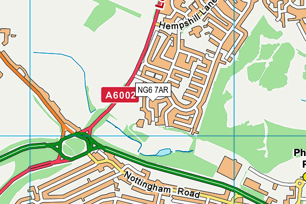 NG6 7AR map - OS VectorMap District (Ordnance Survey)