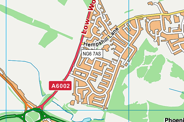 NG6 7AS map - OS VectorMap District (Ordnance Survey)