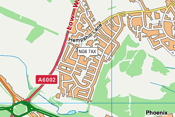 NG6 7AX map - OS VectorMap District (Ordnance Survey)