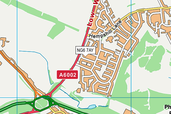 NG6 7AY map - OS VectorMap District (Ordnance Survey)