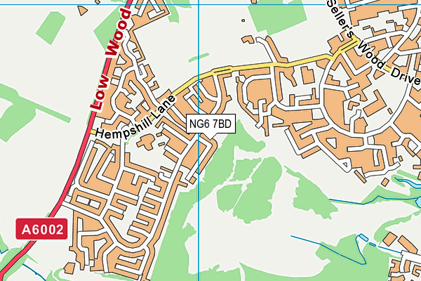 NG6 7BD map - OS VectorMap District (Ordnance Survey)