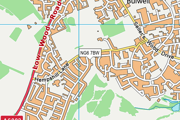 NG6 7BW map - OS VectorMap District (Ordnance Survey)