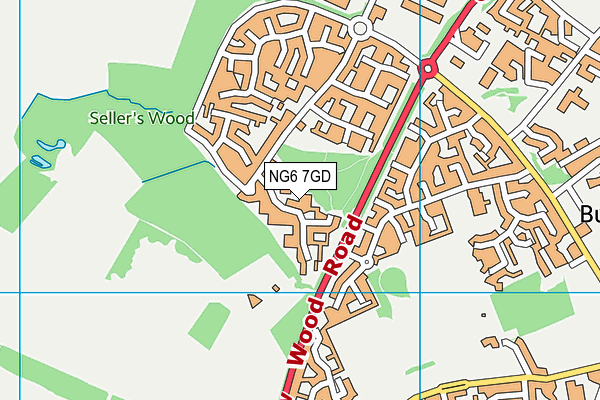 NG6 7GD map - OS VectorMap District (Ordnance Survey)