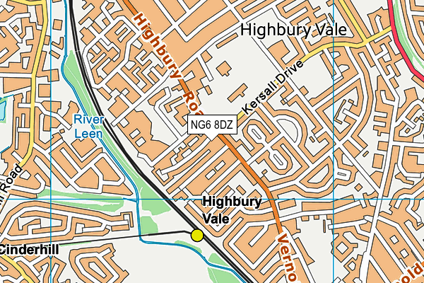 NG6 8DZ map - OS VectorMap District (Ordnance Survey)