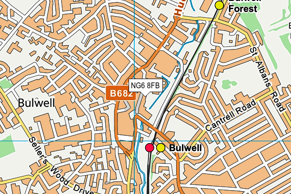 NG6 8FB map - OS VectorMap District (Ordnance Survey)