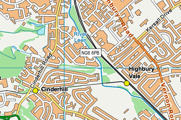 NG6 8PB map - OS VectorMap District (Ordnance Survey)