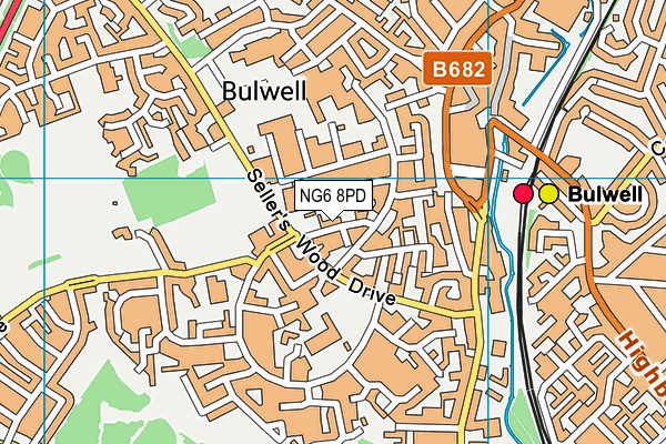 NG6 8PD map - OS VectorMap District (Ordnance Survey)