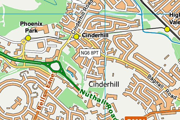 NG6 8PT map - OS VectorMap District (Ordnance Survey)