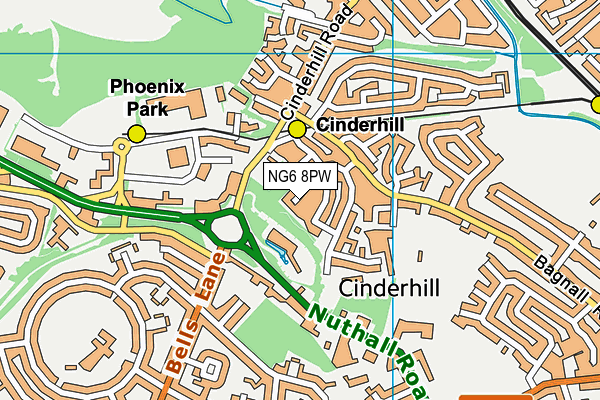 NG6 8PW map - OS VectorMap District (Ordnance Survey)