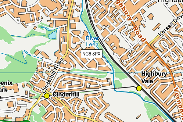 NG6 8PX map - OS VectorMap District (Ordnance Survey)