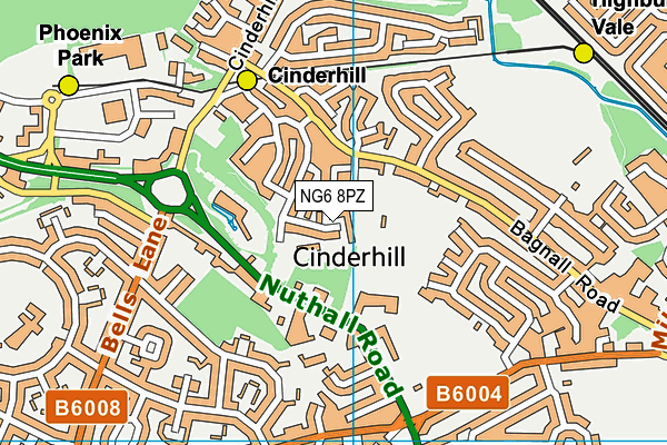 NG6 8PZ map - OS VectorMap District (Ordnance Survey)