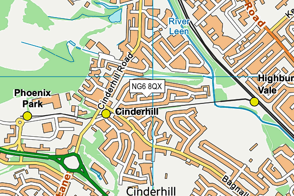 NG6 8QX map - OS VectorMap District (Ordnance Survey)