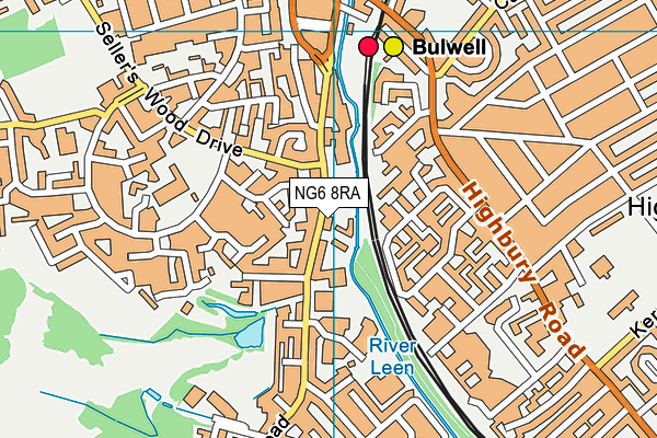 NG6 8RA map - OS VectorMap District (Ordnance Survey)