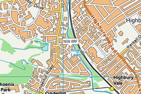 NG6 8RF map - OS VectorMap District (Ordnance Survey)