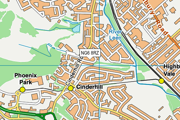 NG6 8RZ map - OS VectorMap District (Ordnance Survey)