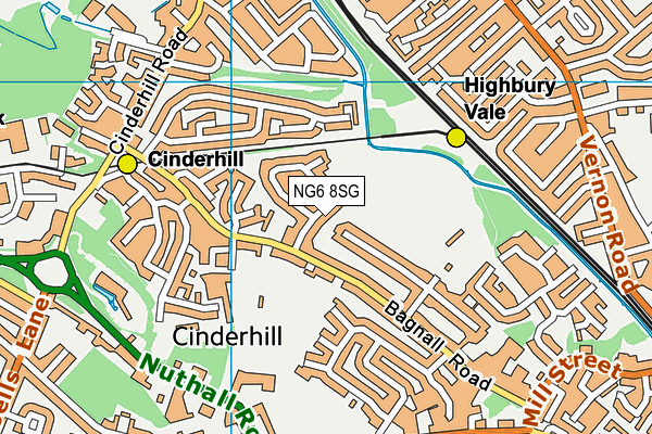 NG6 8SG map - OS VectorMap District (Ordnance Survey)